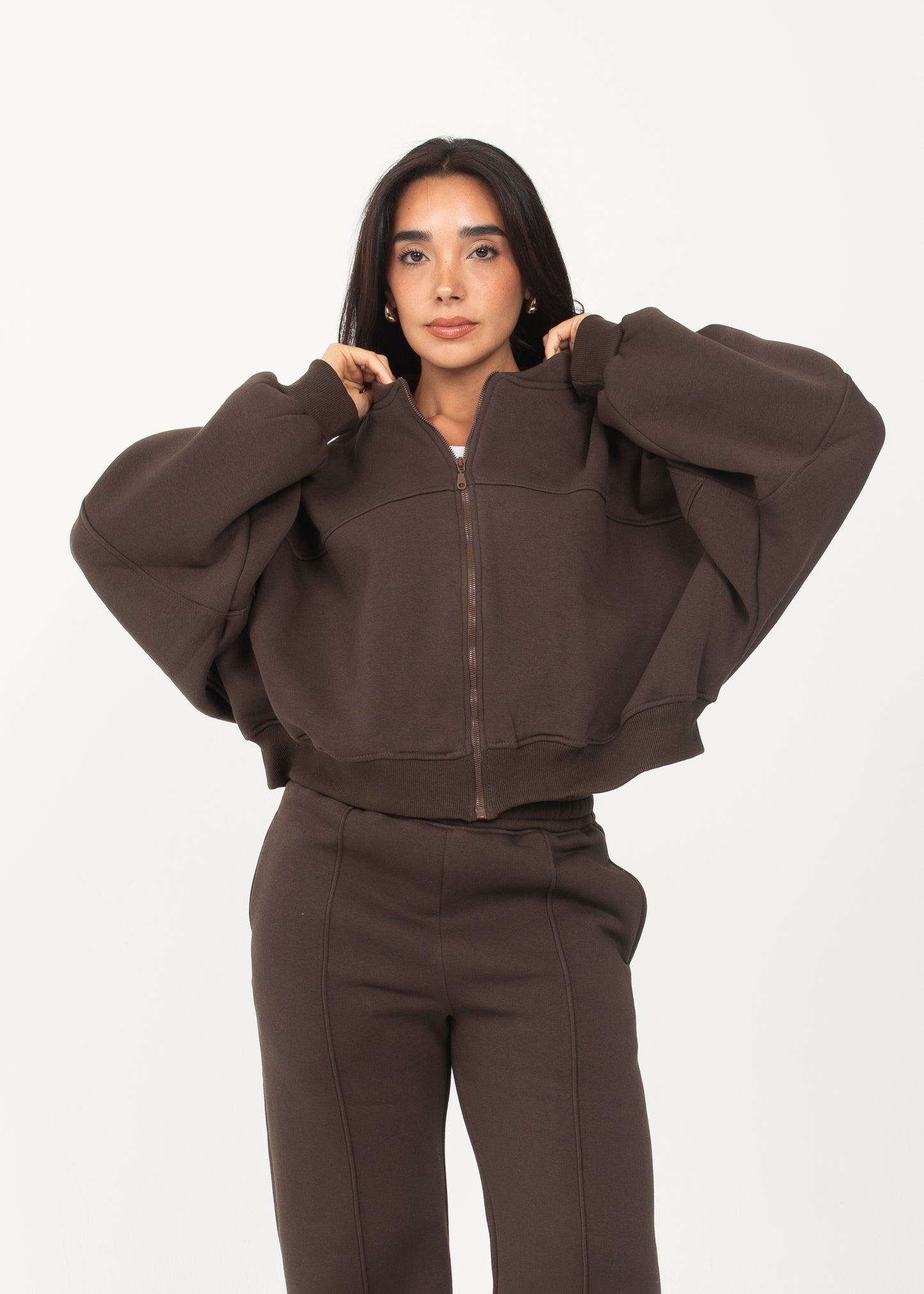 Brown Grounded Sweat Jacket