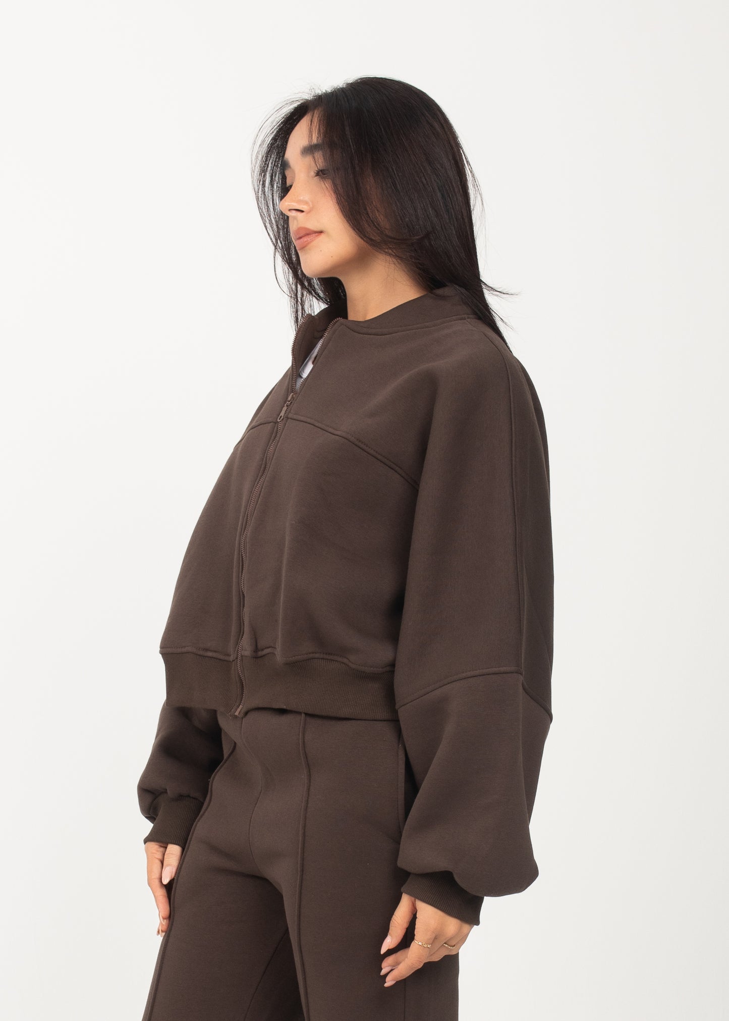 Brown Grounded Sweat Jacket